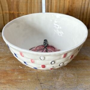 Colorful Hand Painted Ceramic Bowl with Echinacea Flower Inside